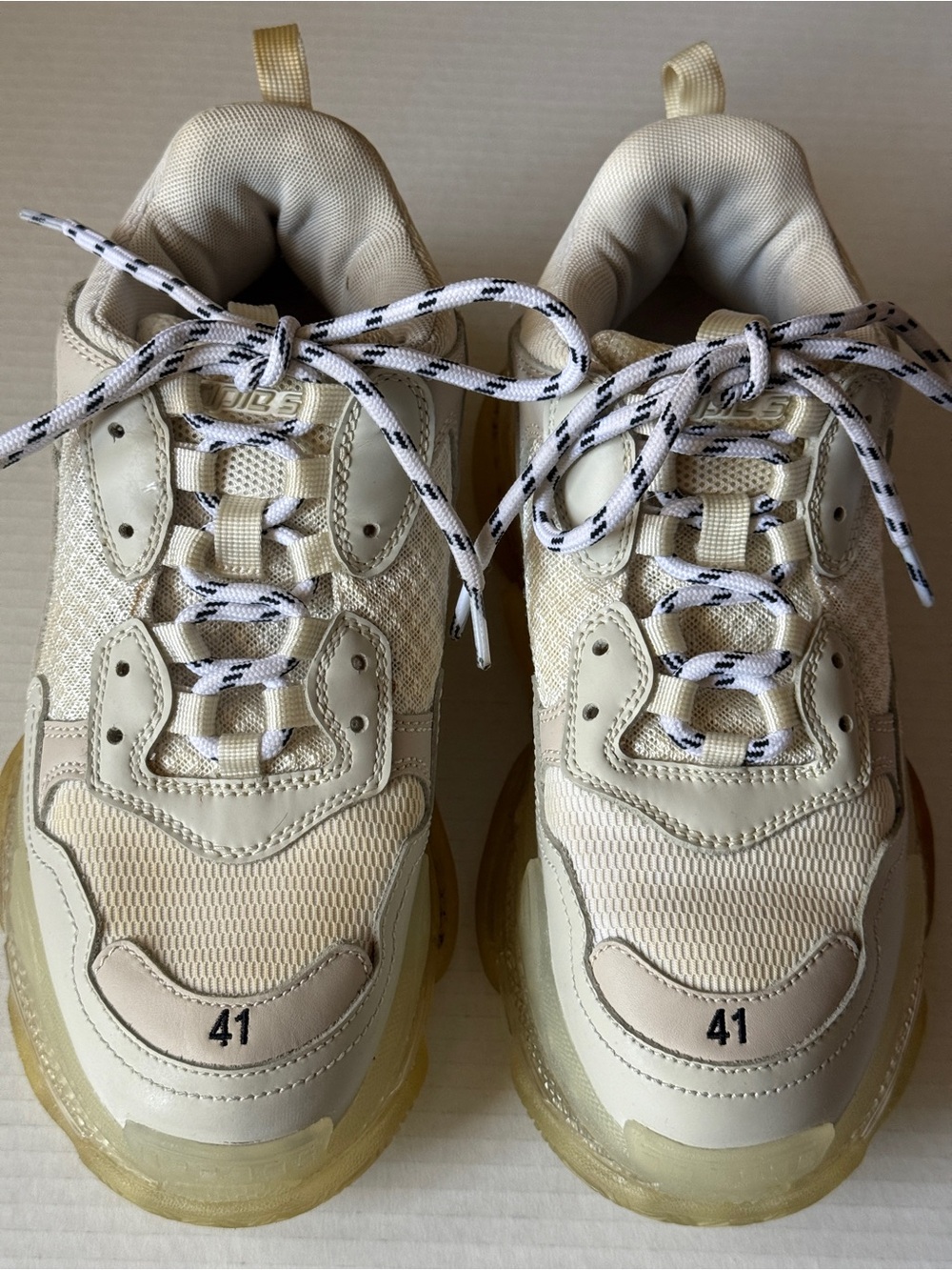 Balenciaga Triple S Low Top Sneakers Leather Mesh Clear Sole Men's Sz EU 41 US 8